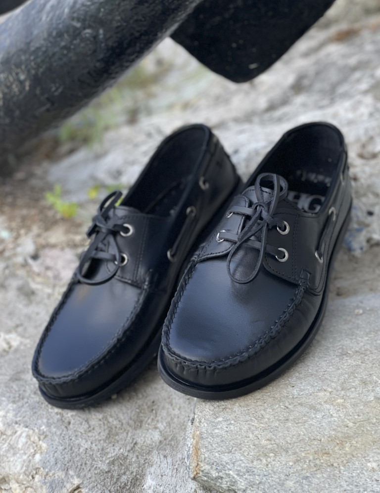 Ανδρικά μαύρα δερμάτινα Boat παπούτσια HG175540M φωτογραφία